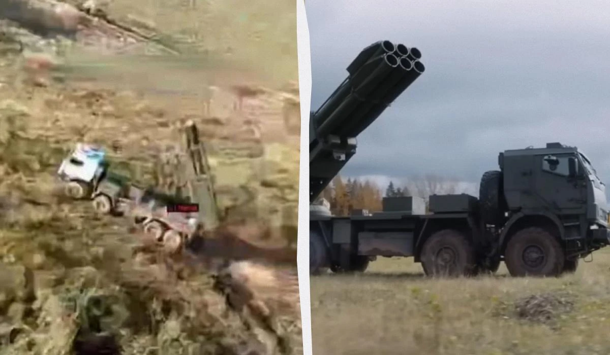 Відео ураження російської РСЗВ «Сарма» ударним дроном літакового типу на Добропільському напрямку