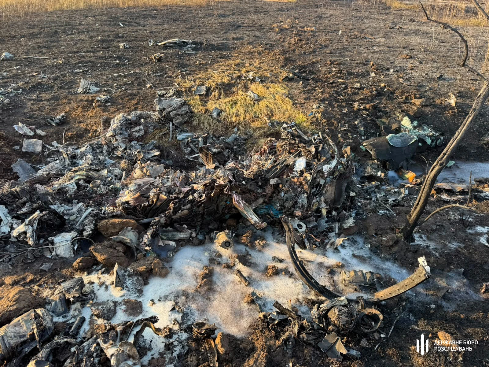Уламки винищувача МіГ-29 на місці падіння в Березівському районі Одеської області (фото ДБР).